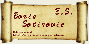Boris Sotirović vizit kartica